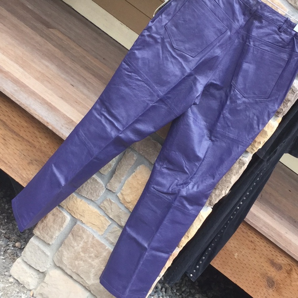 Purple leather pants disco retro chic cowgirl boho festival western concert - Picture 5 of 9
